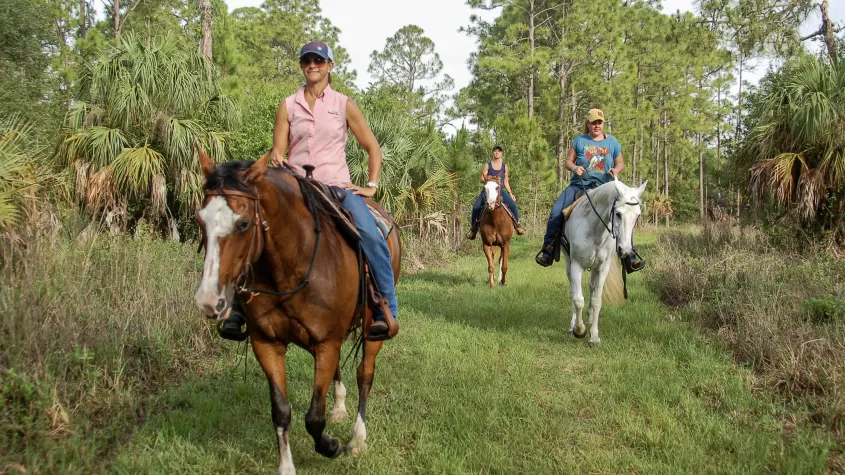 Woman riding horse at Pop Ash Preserve