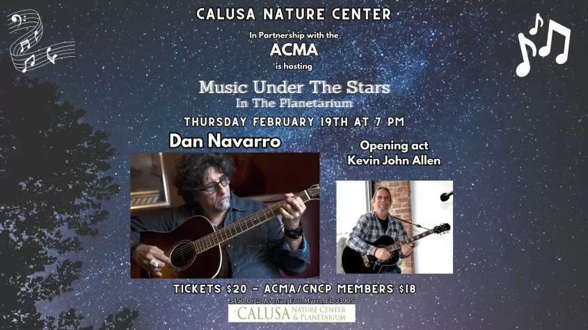 Advertisement with theme of stars, text and images of two songwriters