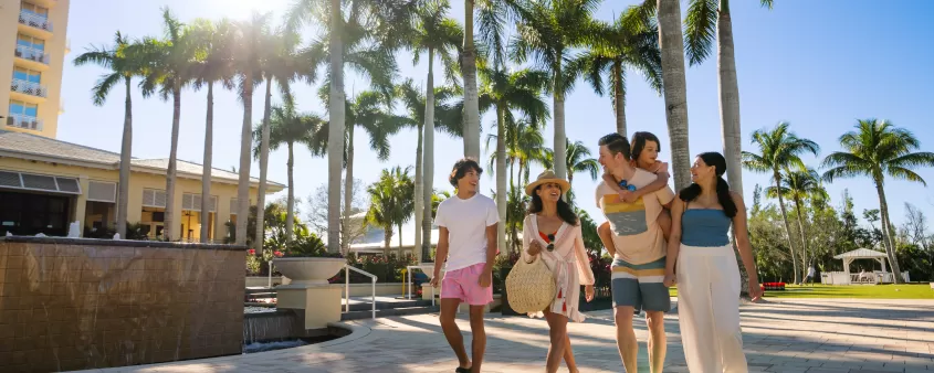 family walking outside